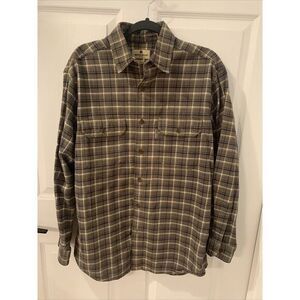 Woolrich Long Sleeve Button Shirt Mens Medium‎ Green Blue Flannel